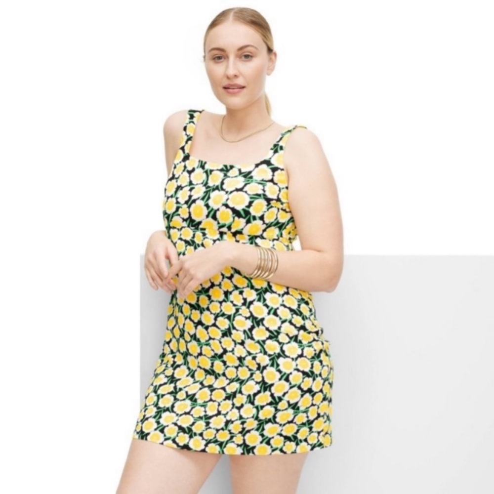 DVF Target 90s Shift Poppy Yellow Mini Dress